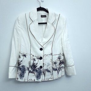 Black and White Graphic Linen Blazer Size 12 US